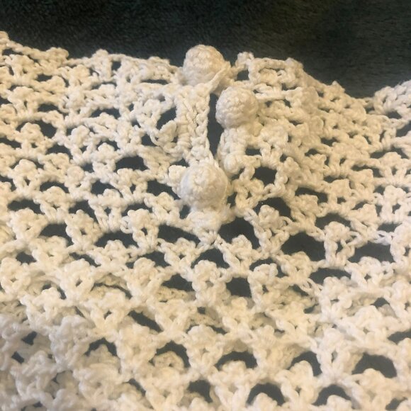 Hand Crochet Peek A Boo LS Top Girls VTG Boho Photo Holiday - Picture 5 of 8